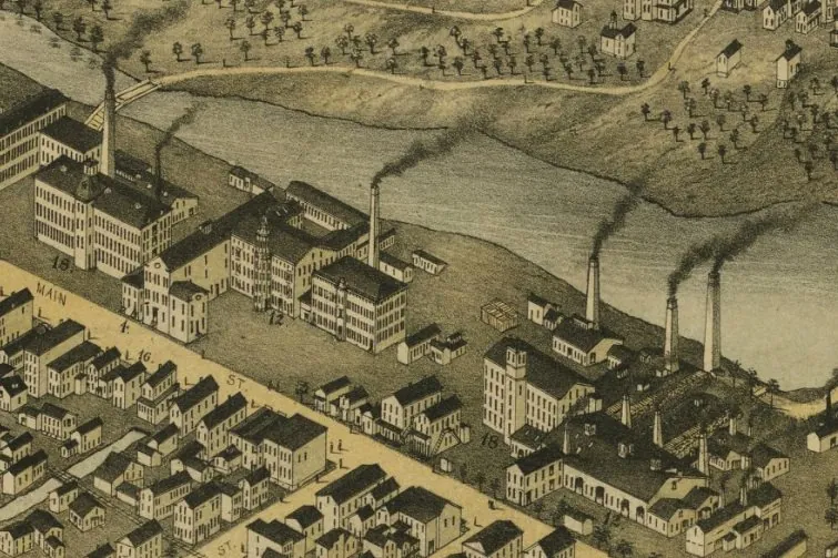 Ansonia Brass and Copper Company, detail of View of Ansonia, Conn