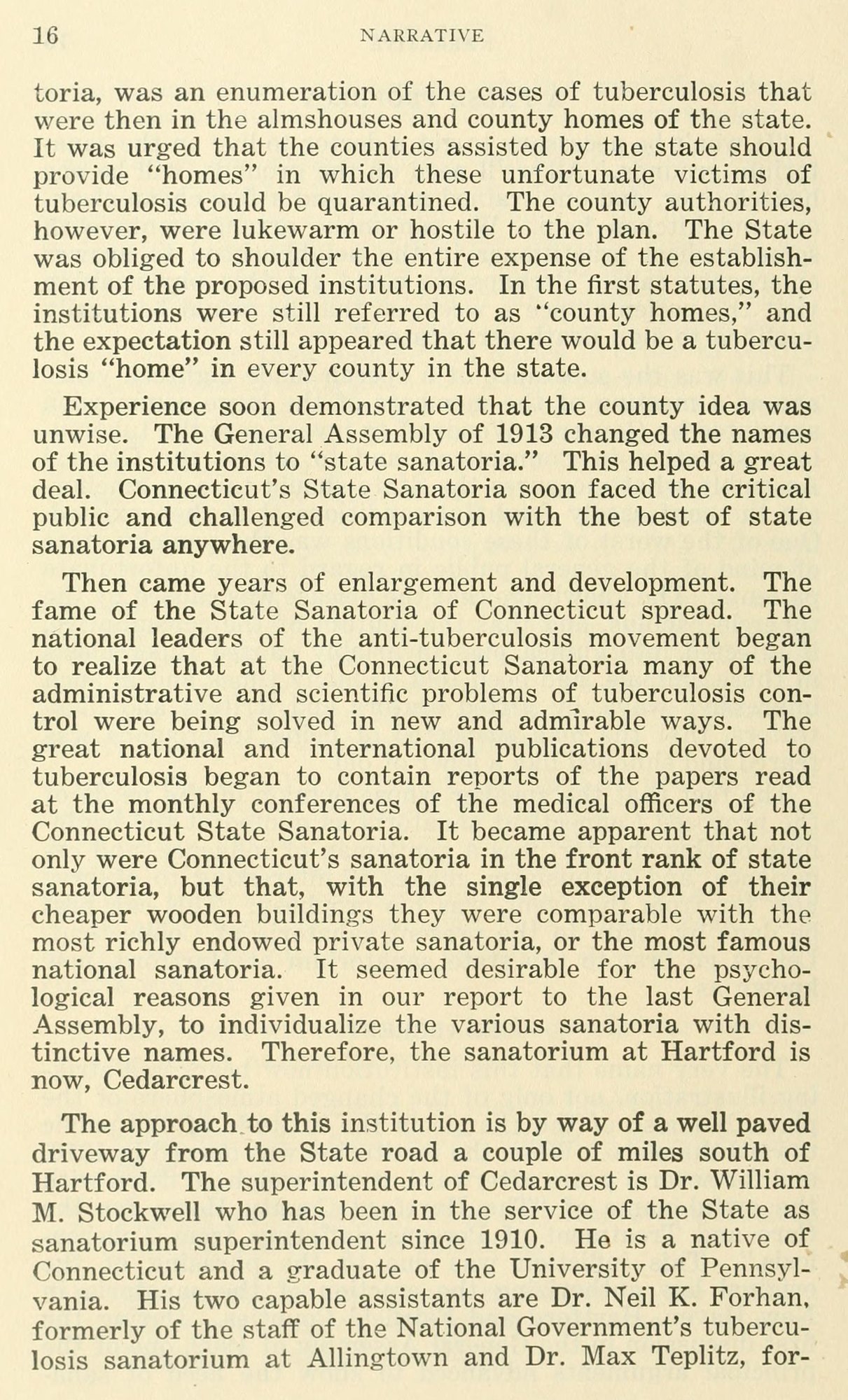 Why the state sanatorium became Cedarcrest
