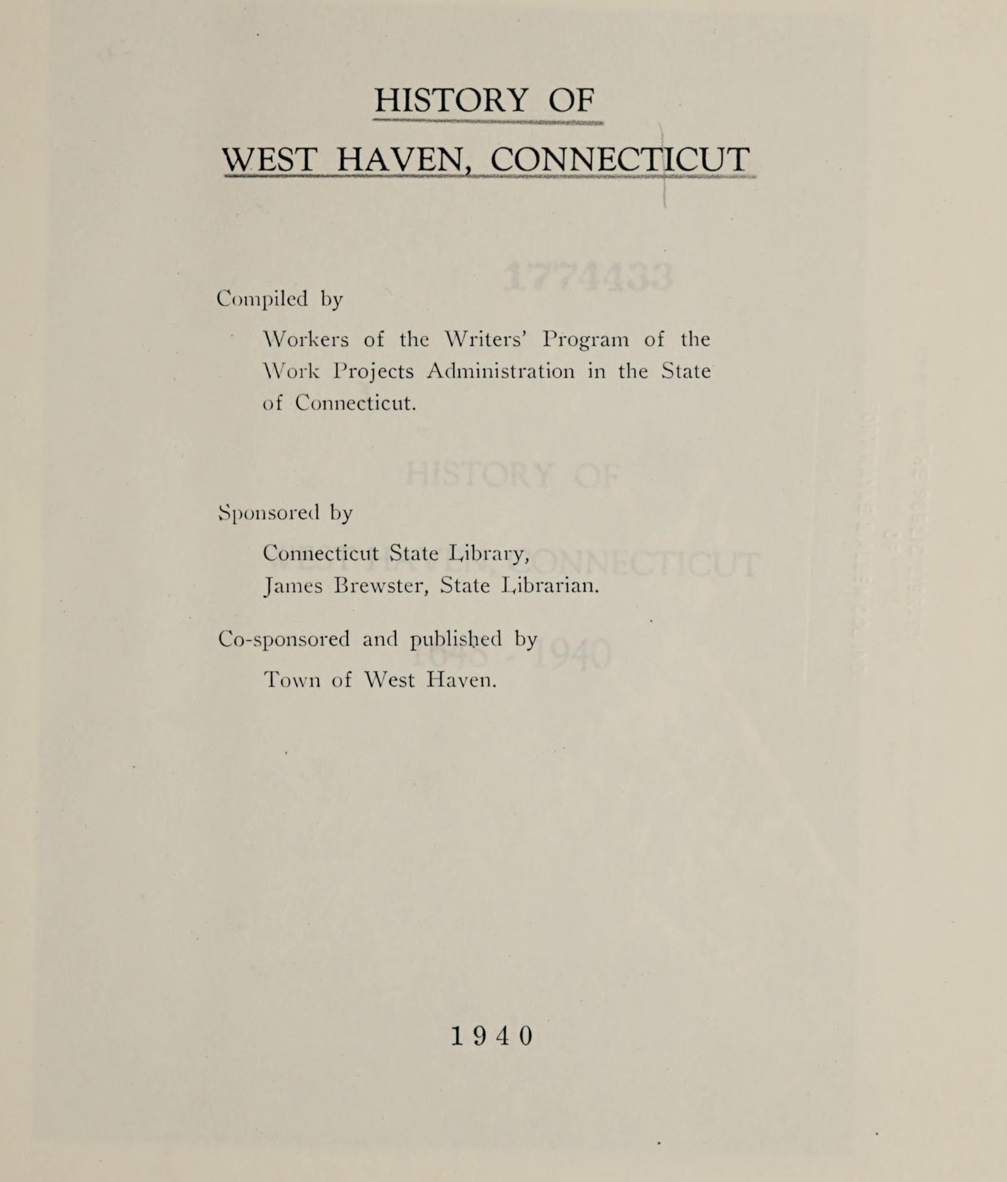 History of West Haven, Connecticut, title page
