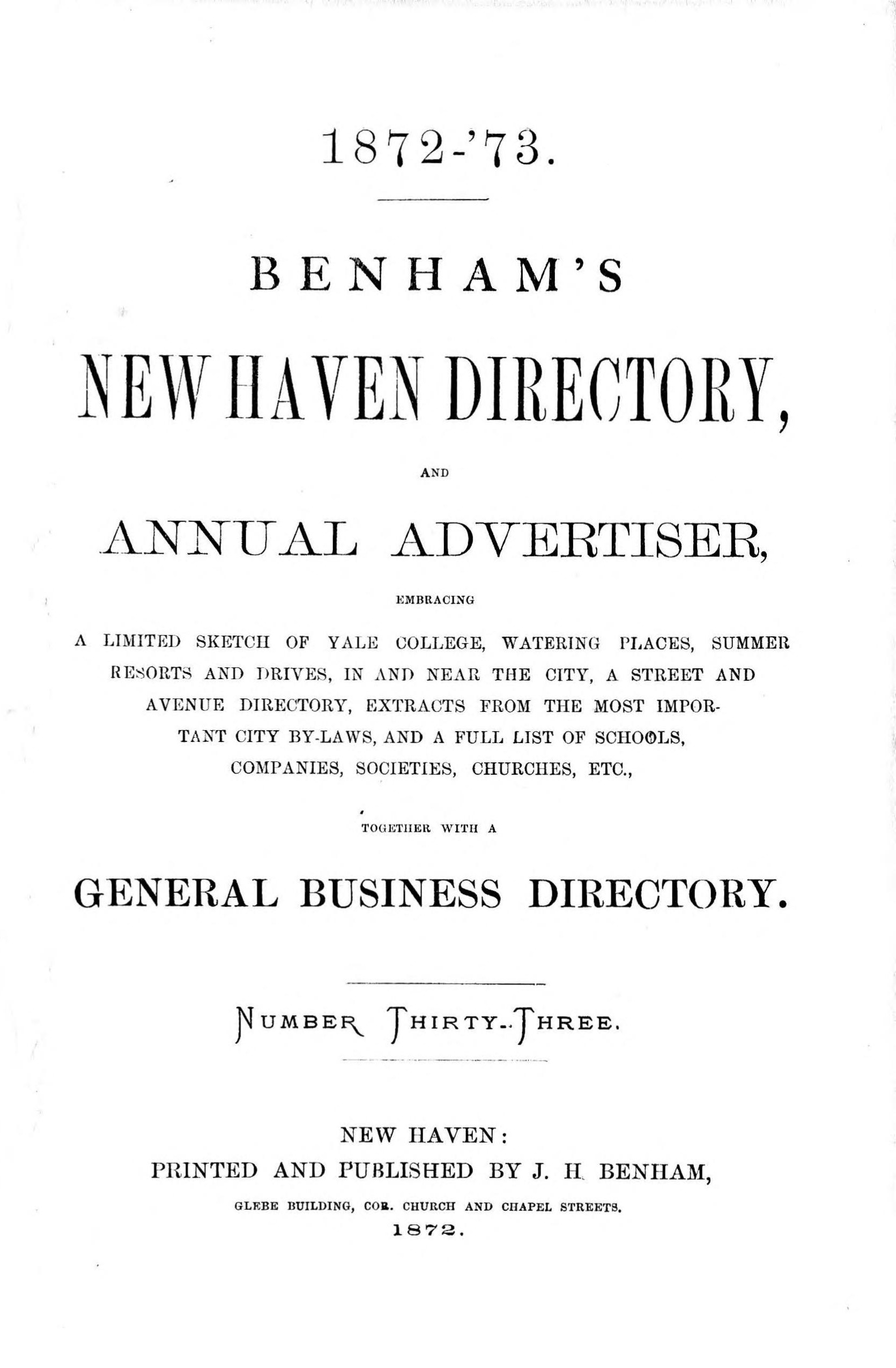 Benham’s New Haven directory — title page