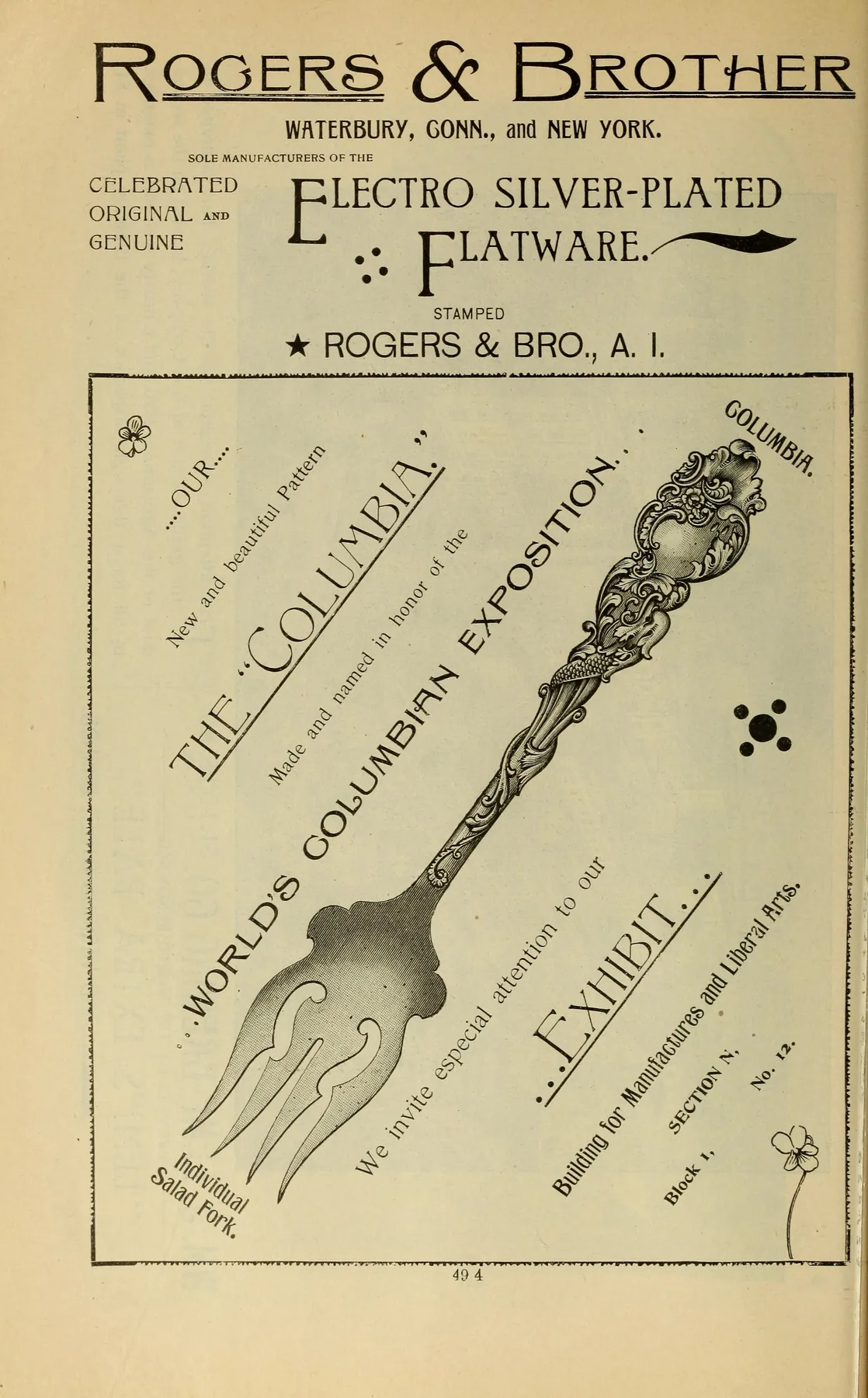 Rogers & Brother: the Columbia pattern
