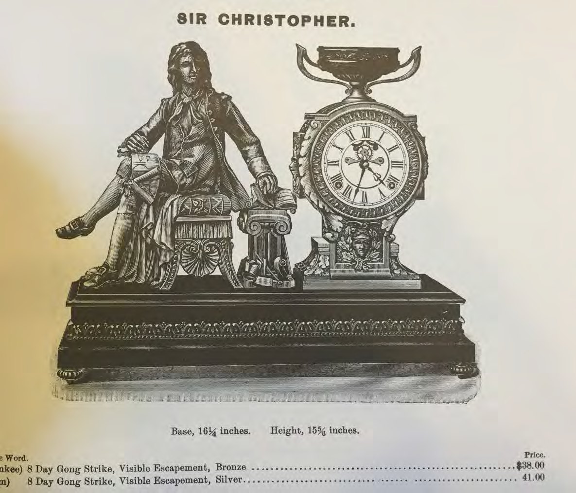 Sir Christopher figurative clock, 1890