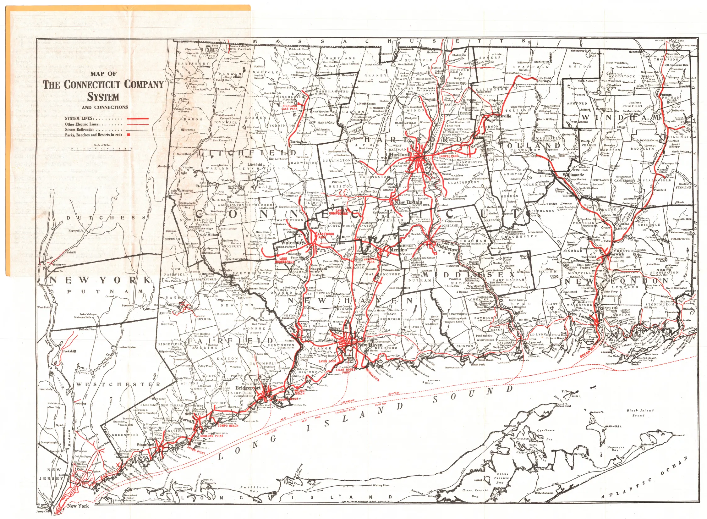 Connecticut Company system and connections, 1920