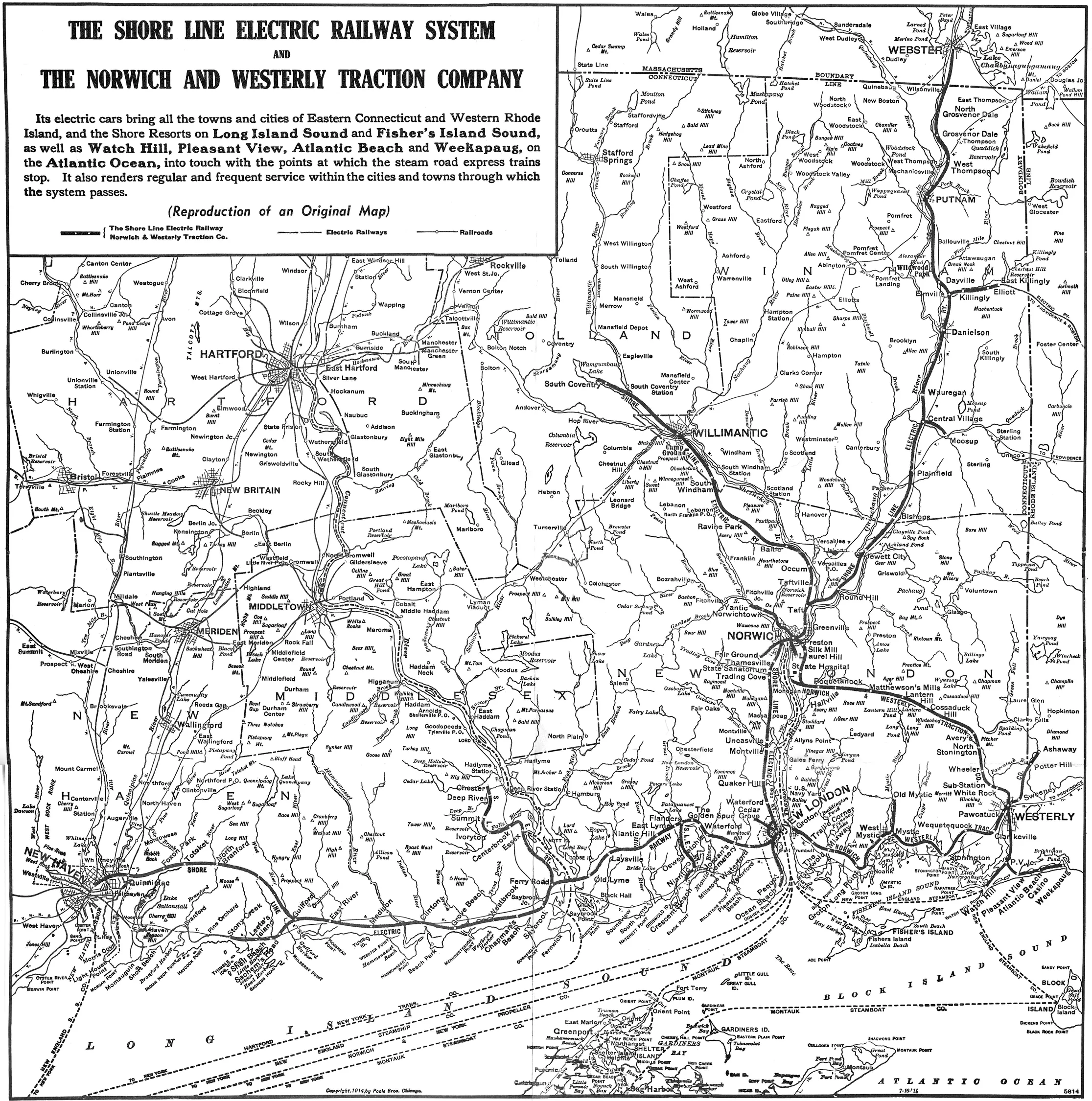 Shore Line Electric Railway system, July 1914