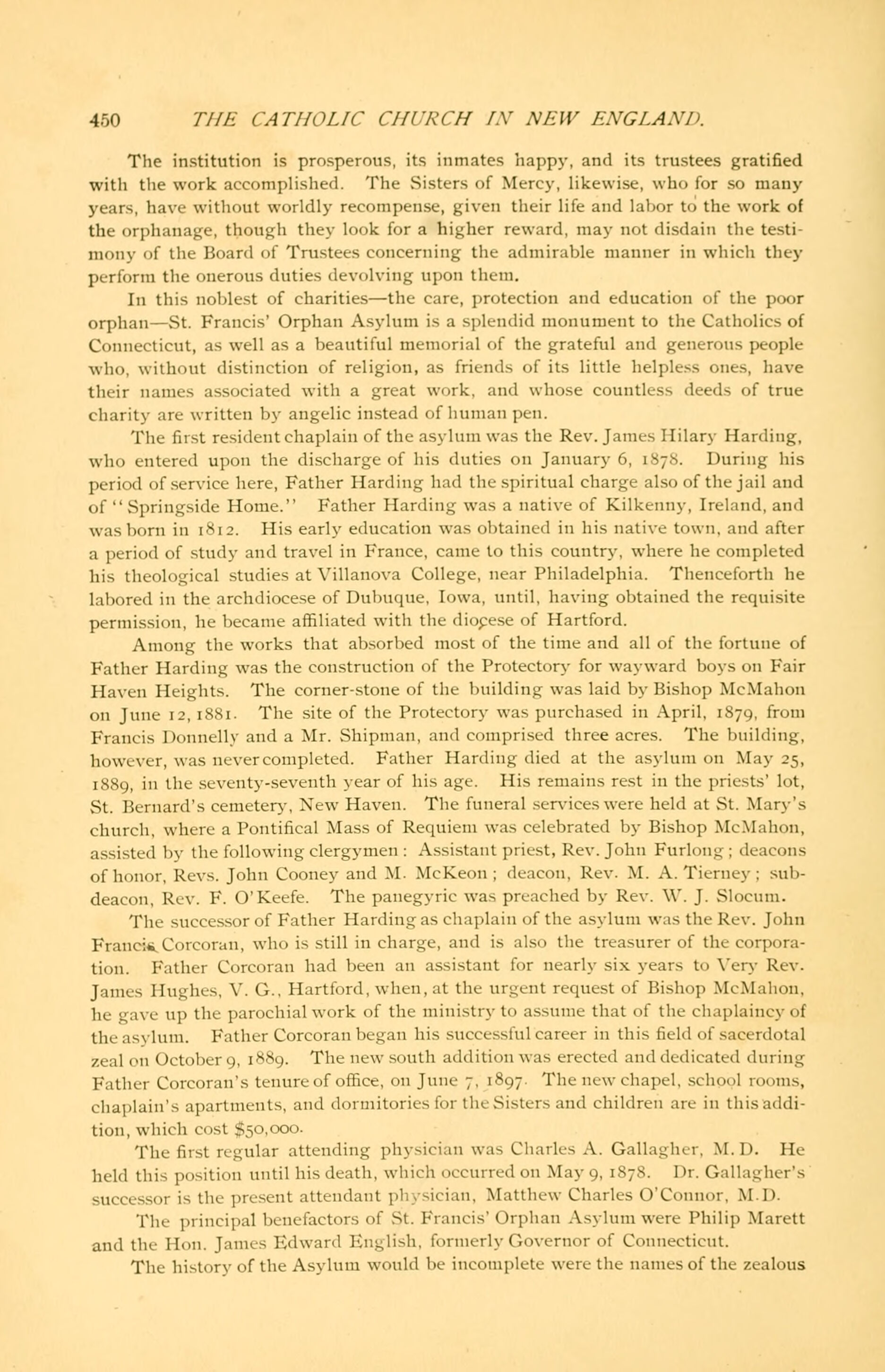 James Hilary Harding: death and priests’ lot burial