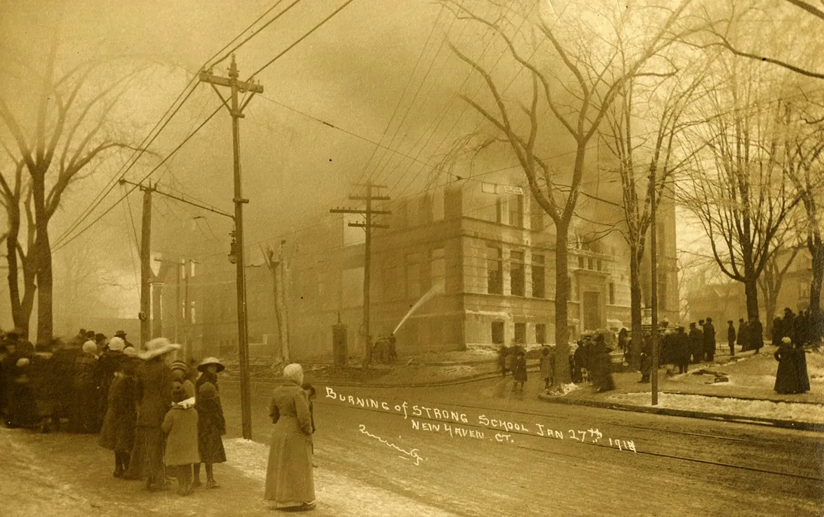 Strong School during the January 1914 fire
