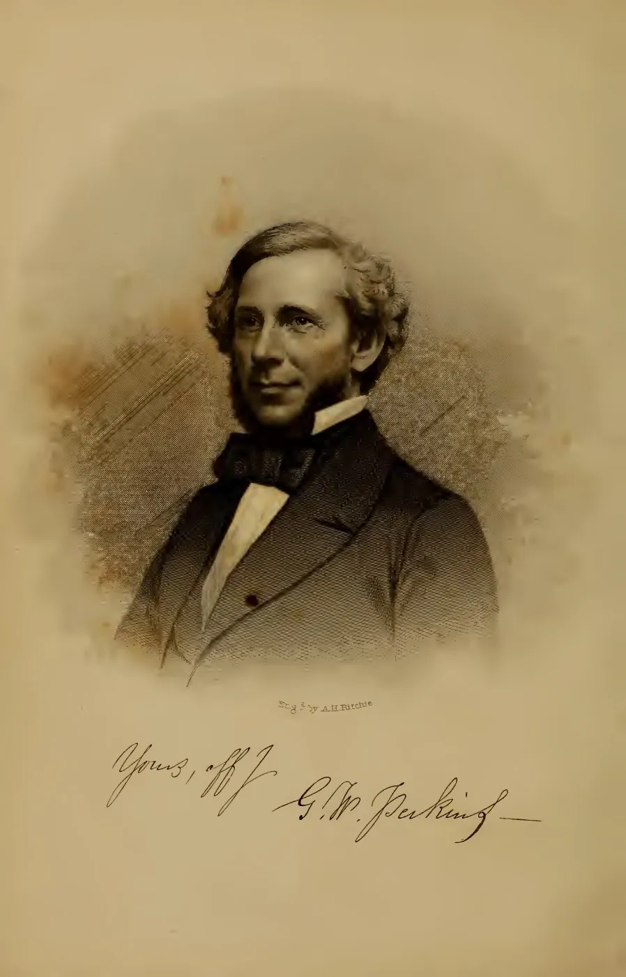 Rev. George William Perkins, engraved frontispiece in Sermons (1859)