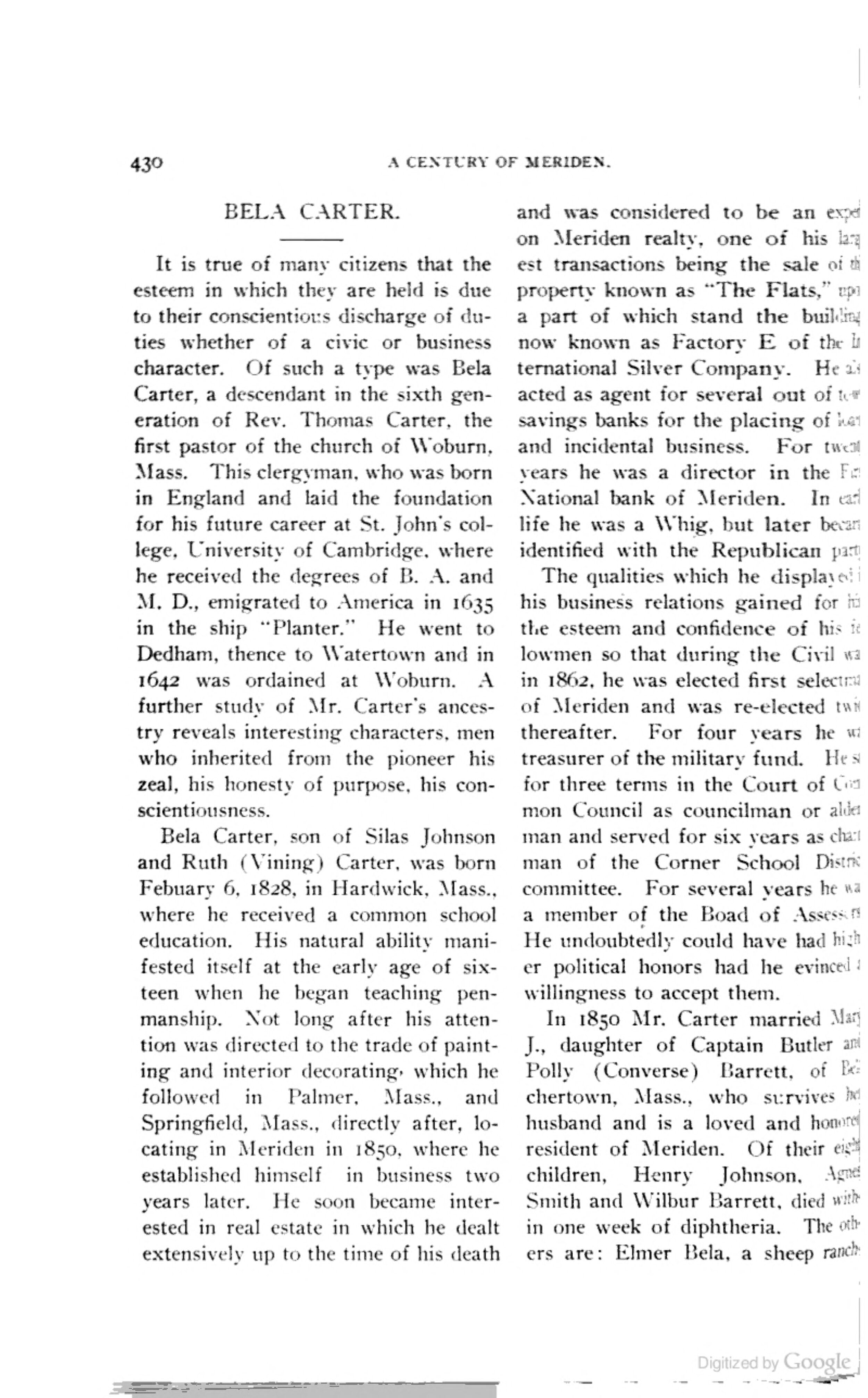Historical source scan: Bela Carter