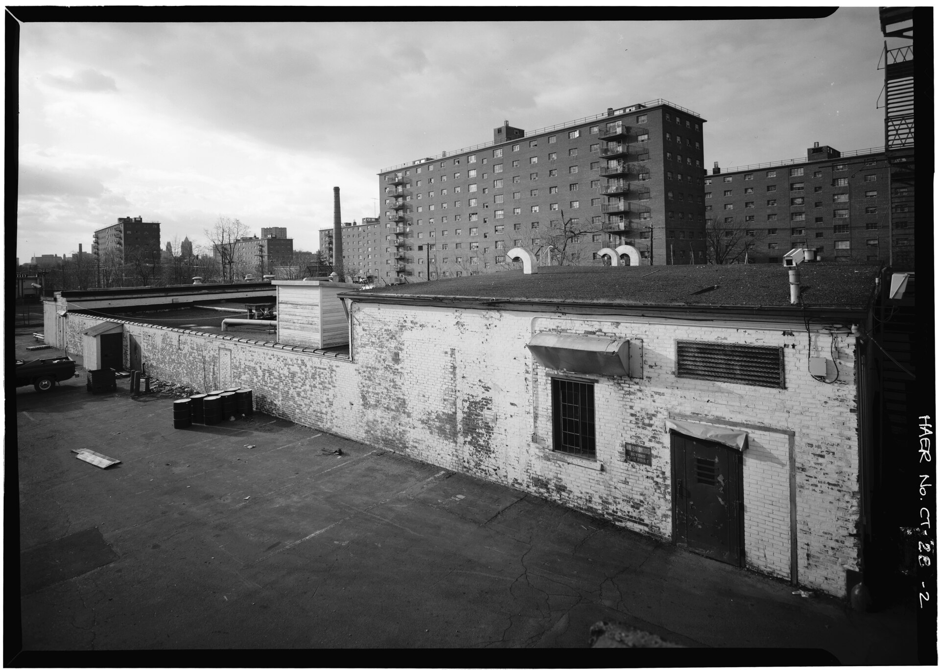 Tract K shooting range: northeast exterior · Historic American Engineering Record, National Park Service; photographer not identified in source metadata / Public domain
