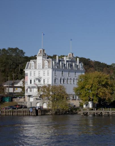 View from the Connecticut River of the Goodspeed Opera House, East Haddam, Connecticut — later documentary photograph