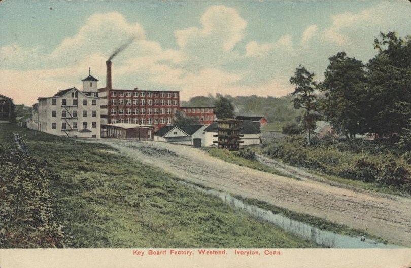 Comstock, Cheney keyboard factory, Ivoryton — postcard postmarked 1908