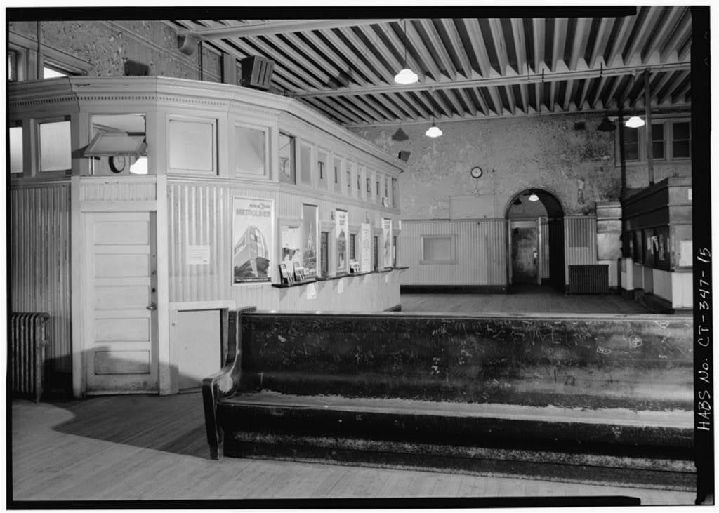 General interior view of ticket counter and waiting room