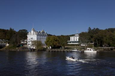 View from the Connecticut River of the Goodspeed Opera House, East Haddam, Connecticut — later documentary photograph