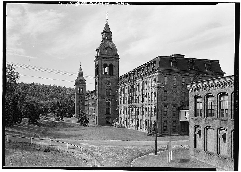 West and south elevations of original 1871 mill · June 1958