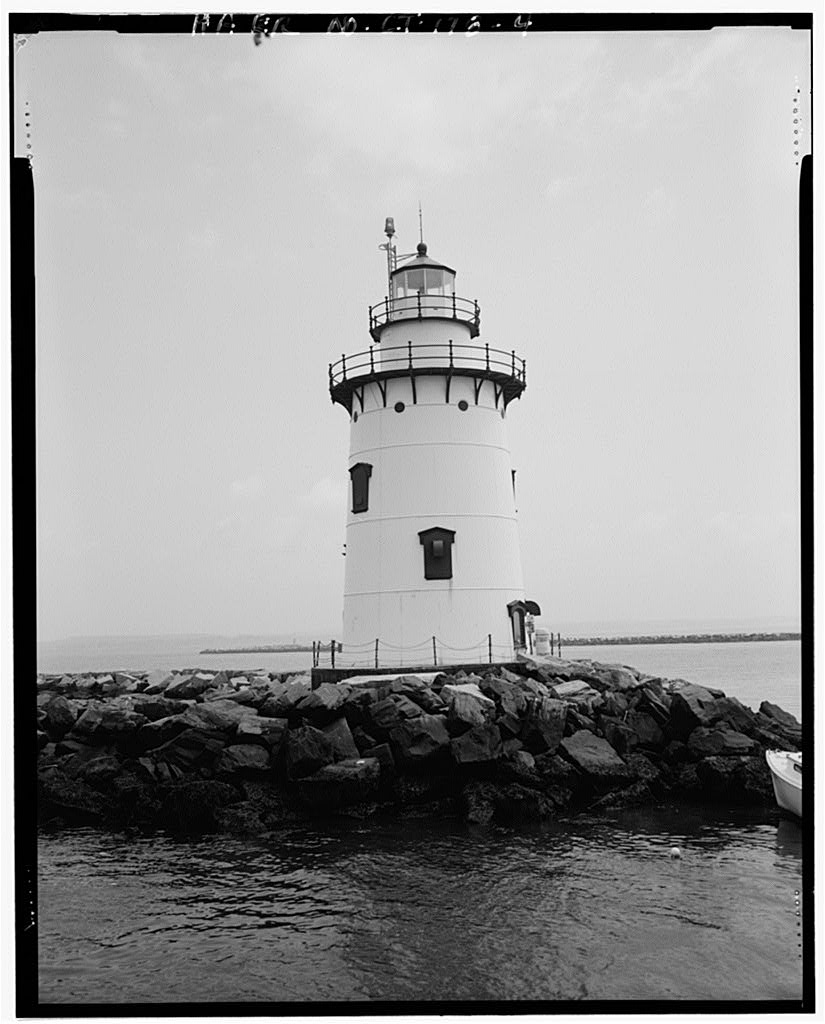 View looking northeast, with Saybrook east breakwater in the background - Saybrook Breakwater Light, South tip of…