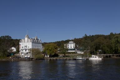View from the Connecticut River of the Goodspeed Opera House, East Haddam, Connecticut — later documentary photograph