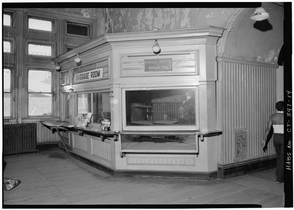 Interior detail customer counter in baggage room