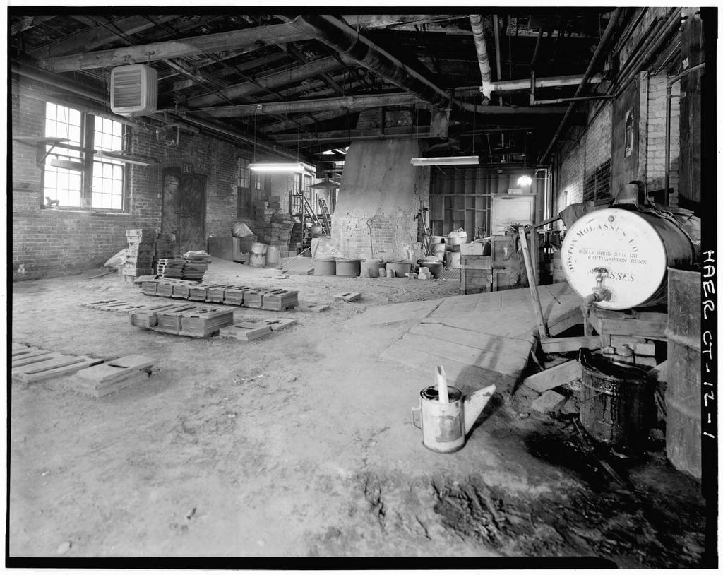 GENERAL INTERIOR VIEW TOWARD PIT FURNACE - Bevin Brothers Bell Shops, Bevin Court, East Hampton, Middlesex County, CT