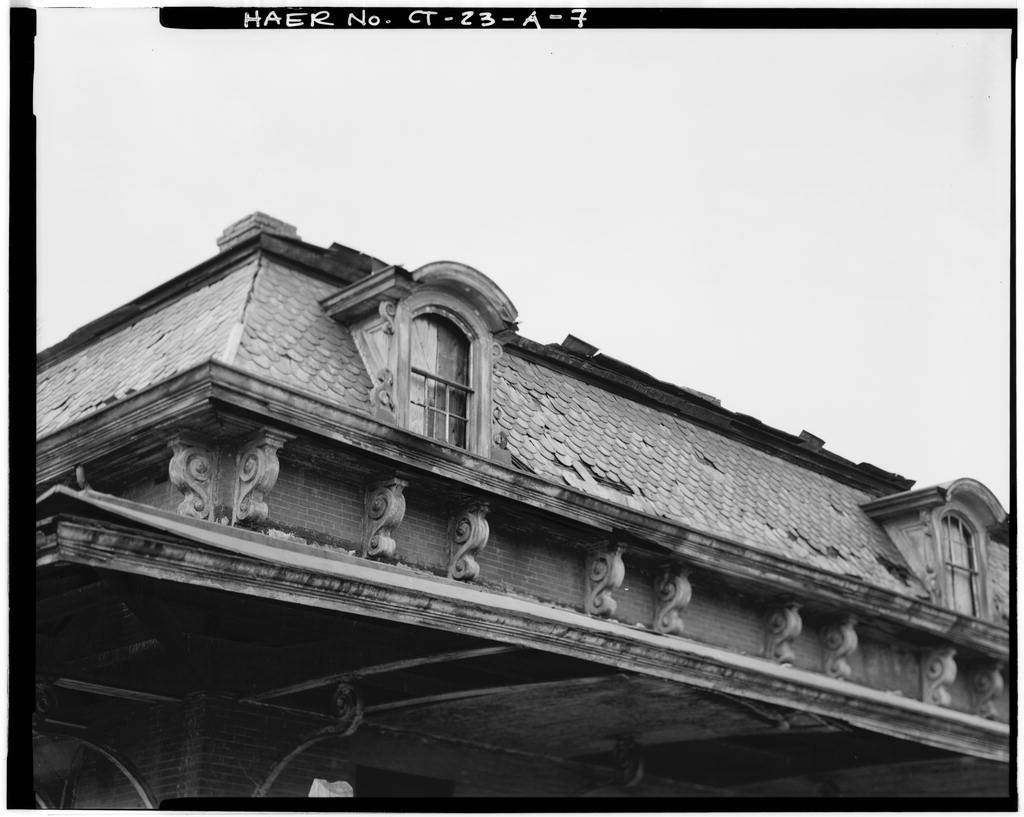 DETAIL OF ROOF SLATES, DORMER WINDOW AND BRACKET - Hartford & New Haven Railroad, Depot, 35 Central Street, Windsor,…