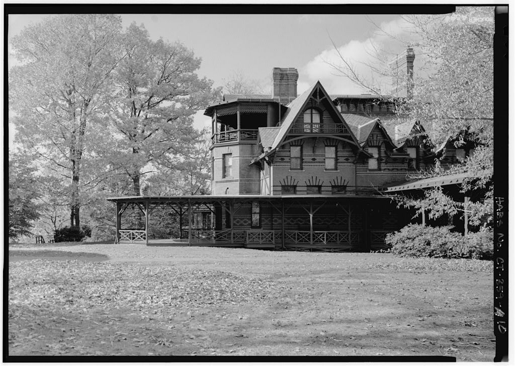 EXTERIOR, VIEW OF THE SOUTHERN HALF OF THE EAST (FRONT) ELEVATION - Mark Twain House, 351 Farmington Avenue…
