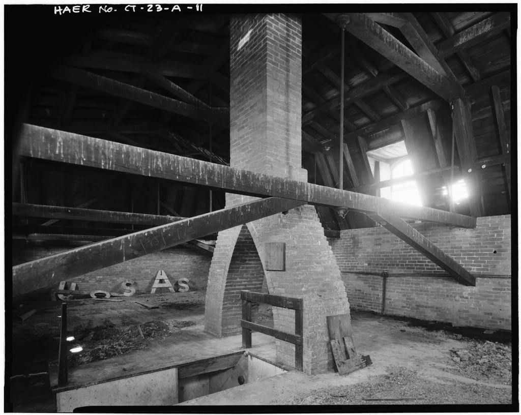 ATTIC, NORTH AND EAST WALLS, SHOWING NORTH CHIMNEY - Hartford & New Haven Railroad, Depot, 35 Central Street,…