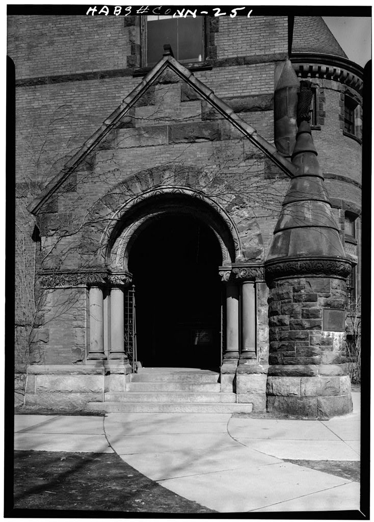 Main entrance porch on the southwest corner