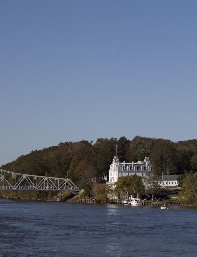 View from the Connecticut River of the Goodspeed Opera House, East Haddam, Connecticut — later documentary photograph