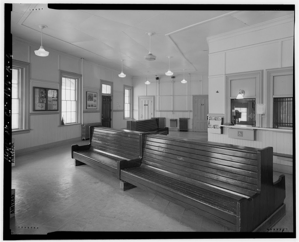 Interior, waiting room, looking southeast - Old Saybrook Railroad Station, Depot, 455 Boston Post Road, Old…