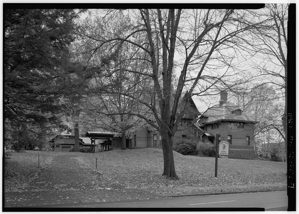 EXTERIOR, GENERAL VIEW OF NORTH (STREET SIDE) ELEVATION FROM THE NORTH - Mark Twain House, 351 Farmington Avenue…